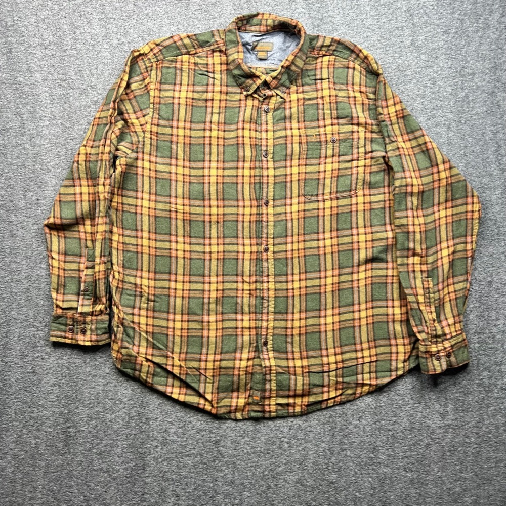 Northwest Territory Shirt Mens XXL Green Orange Plaid Button Down Flannel Cotton